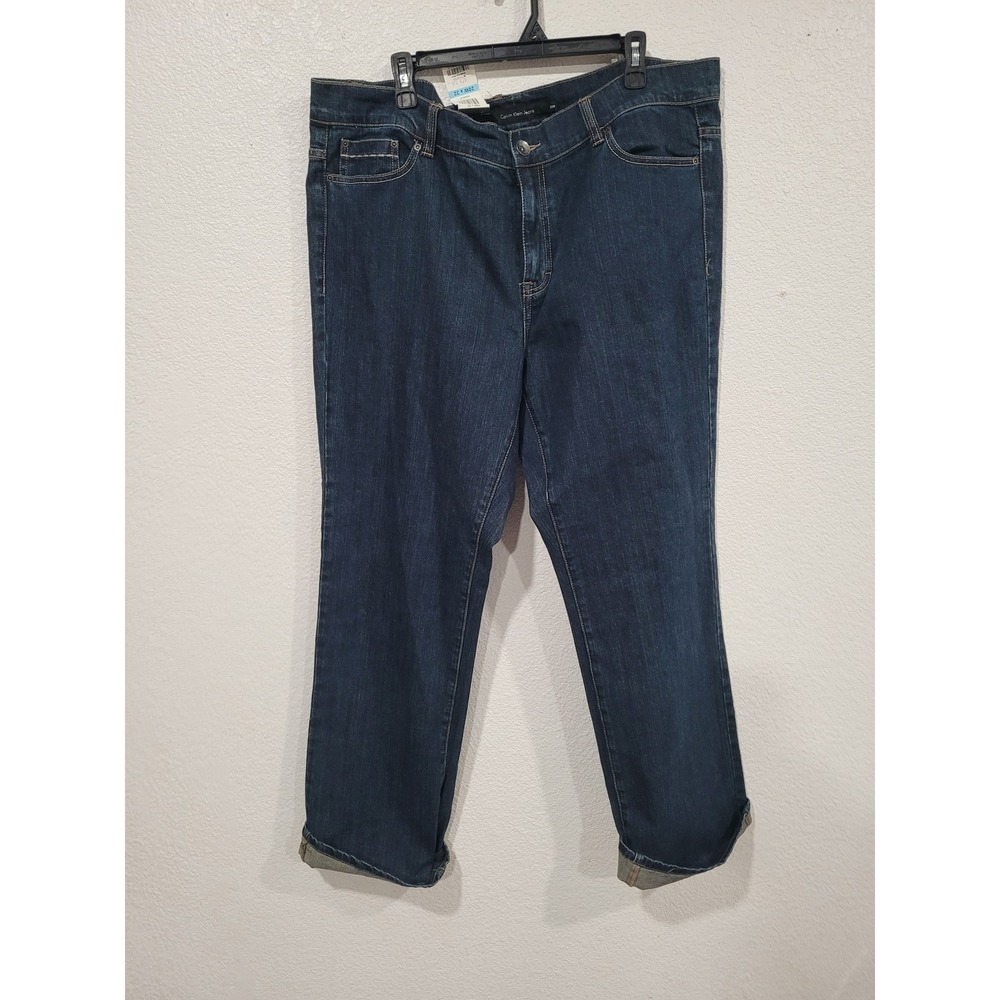 Calvin Klein Jeans Womens Plus Size 20W x 32 Bootcut Dark Wash Stretch Denim #12